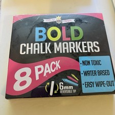 NEW Bold LIQUID Chalk Markers 8 In Pack. 6mm Reversible Tip NON TOXIC