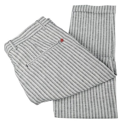 MANUEL RITZ Navy Striped Slim Fit Linen Blend Single Pleat Pants IT 48 US 32 NWT