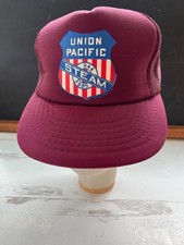 Burgundy / Maroon Union Pacific Vintage Railroad Snapback Trucker Cap Hat