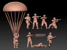 1/72 Scale Resin Model Parachuting Paratrooper Tabletop Unpainted 10pc