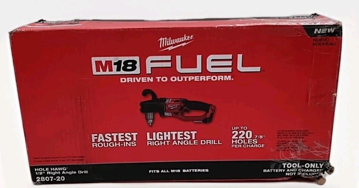 Preowned:Milwaukee 2807-20 M18 Fuel Hole Hawg Cordless Right Angle Drill (T2-B1)