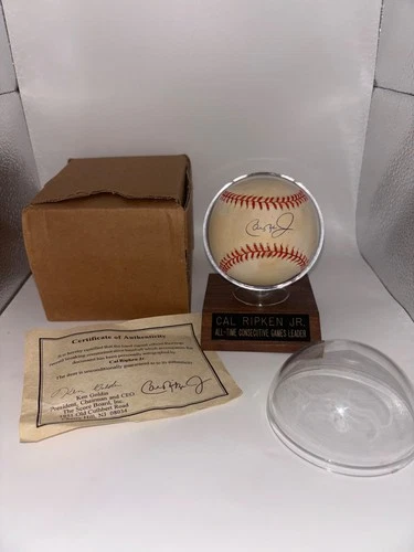 CAL RIPKEN JR. SIGNED AUTOGRAPHED BASEBALL W/COA AND DISPLAY never displayed COA
