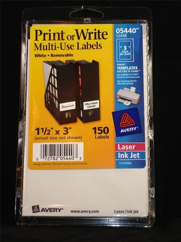 Avery Removable Multi-Use Labels 1.5" X 3" White - 150 Labels Per Pack (05440)