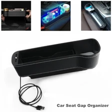 Auto Car Seat Gap Catcher Storage Box Cup Holder with LED Light For Right Side