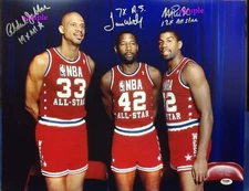 JAMES WORTHY MAGIC JOHNSON KAREEM ABDUL JABBAR REPRINT PHOTO 8X10 AUTOGRAPHED