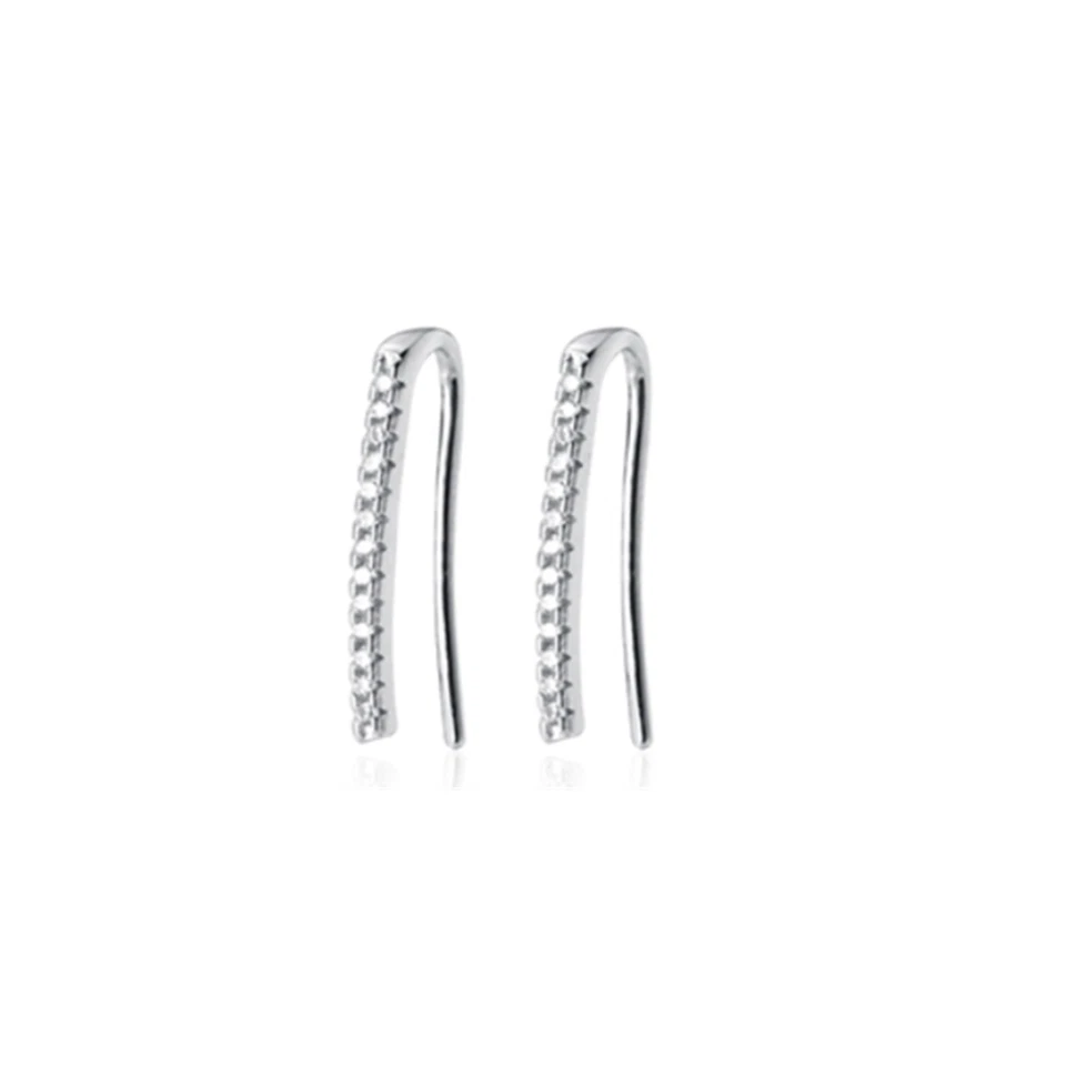 Orecchini Climber Crawler A Clip In Argento Sterling Con Pave In CZ 18Mm - Immagine 2 di 4
