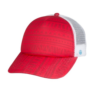 Neff Poolside Cap Curved Brim Snapback Trucker Hat Red Print White New
