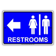 Restrooms Left Arrow For Unisex Bathroom Restaurant Hotels Aluminum Metal Sign