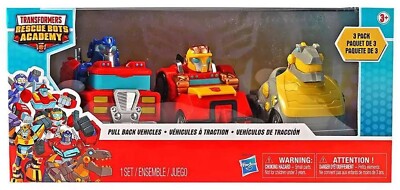 New TRANSFORMERS Rescue Bots Academy Optimus Prime Grimlock Pull Back Vehicles