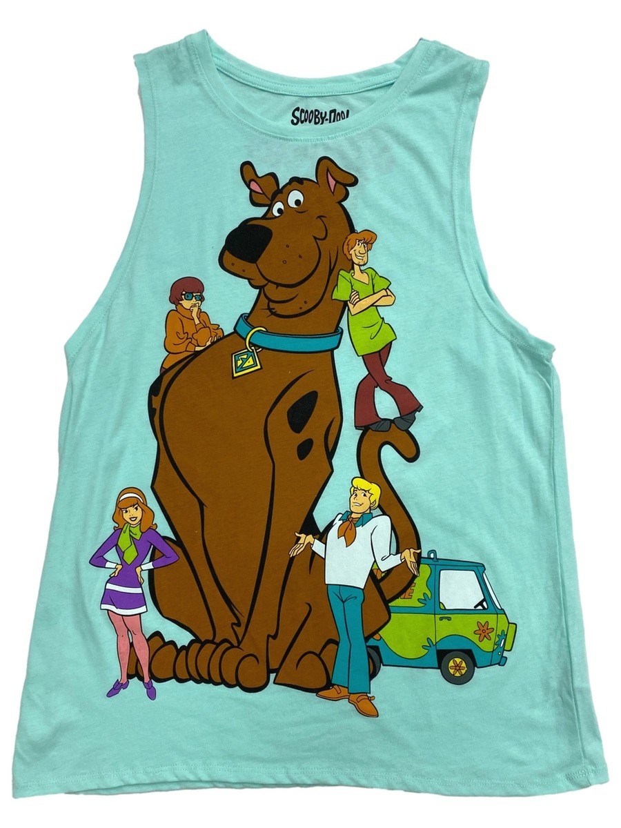 レディースファッション Scooby-Doo Camping Rocks Premium T-Shirt Scooby Doo Juniors Womens Blue Shaggy & Velma Tank Top Shirt