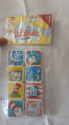 Dr. Seuss - Erasers - 8 Count - Beloved Book Shape - Cat In The Hat, Etc. 19844
