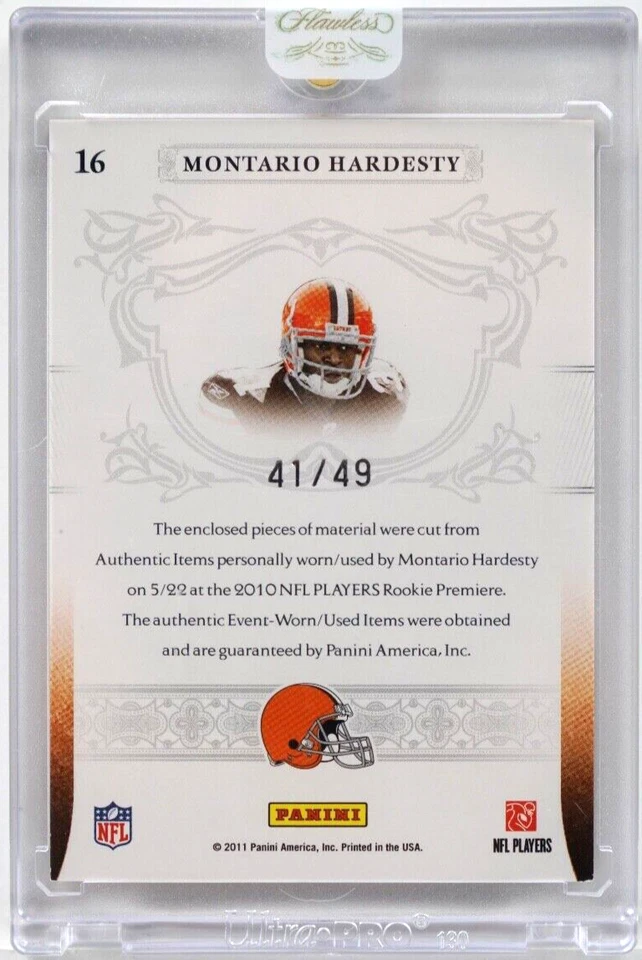 2010 Playoff National Treasures NFL Gear #41/49 Montario Hardesty Football Card - Image 2 of 2