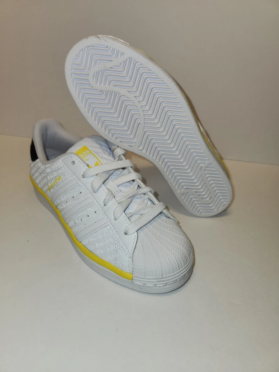 Adidas Superstar J Sz 4.5 Kids FZ6255 White Black Yellow eBay