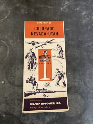 #ad Husky Hi Power Gasoline Roadmap Colorado Nevada Utah 1950S $25.00