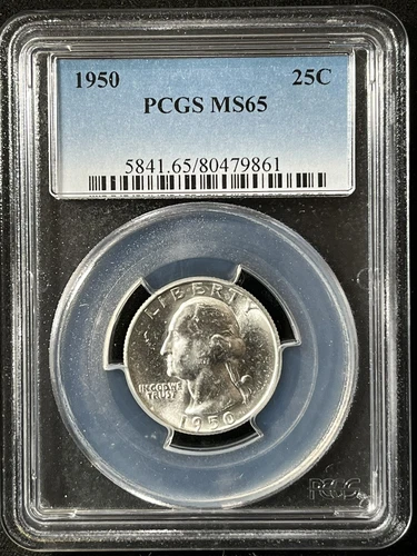 1950  25C Washington Quarter Dollar PCGS MS65   80479861