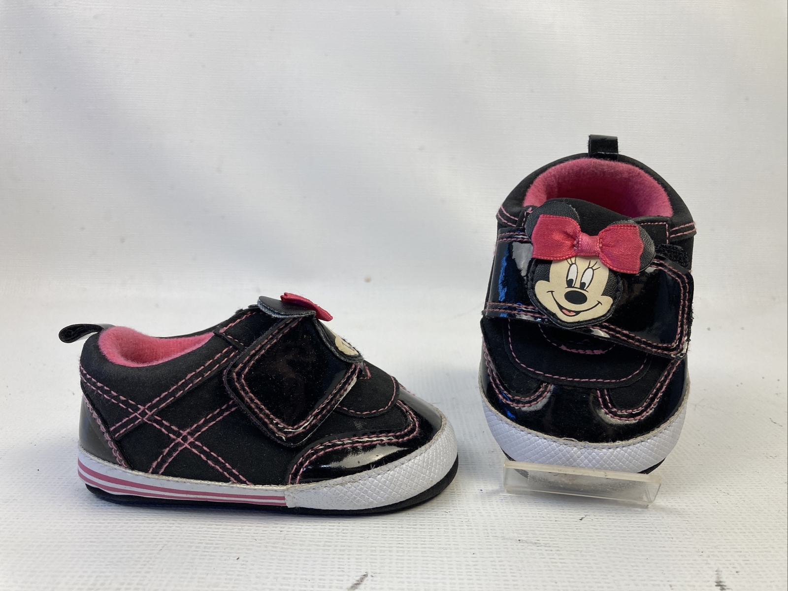 SAOLA Scarpe Disney Store Minnie Mo rosa fiocchi bambino neonato suola morbida nere