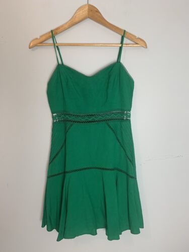 Forever New Dress Womens 6 Small Green Strappy Linen Midi Party Casual Travel - Picture 1 of 14