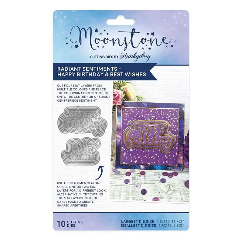 Hunkydory Moonstone - Radiant Sentiments - Happy Birthday & Best Wishes Die Set