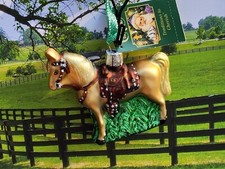 Blown glass Old World WESTERN HORSE RANCH COWBOY Christmas Ornament New NWT