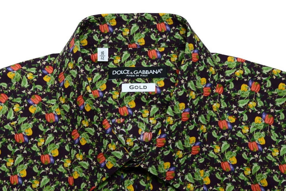 Мужская многоцветная сорочка Dolce & Gabbana «Золото» на пуговицах размер США 16 16,5 17 - Изображение 4 из 4