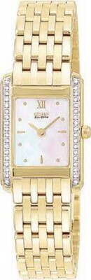Citizen Eco-Drive Stiletto Diamond Gold Stainless Steel Ladies Watch EG3022-51D