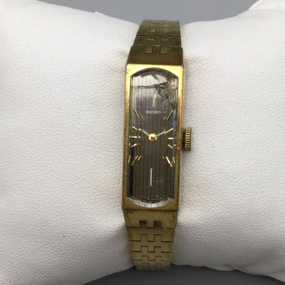 Vintage Seiko Watch Women 12mm Gold Tone Brown Dial 1520 Vintage Seiko Watch Women 12mm Gold Tone Brown Dial 1520