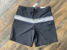 Men  s AE American Eagle Black Classic Stripe Board Shorts Med NWT