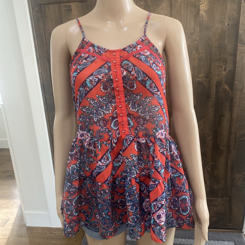 Aeropostale Junior's Red Floral Peplum Tank Top Size XS- 032