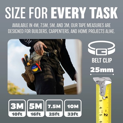 Marksman Tape Measure DIY Retractable, Measuring Tool, Imperial, Metric, 5M 16FT - Picture 3 of 24