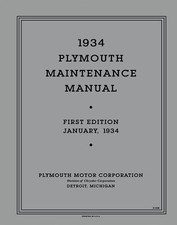 1934 Plymouth Maintenance Manual 1934 Plymouth Maintenance Manual