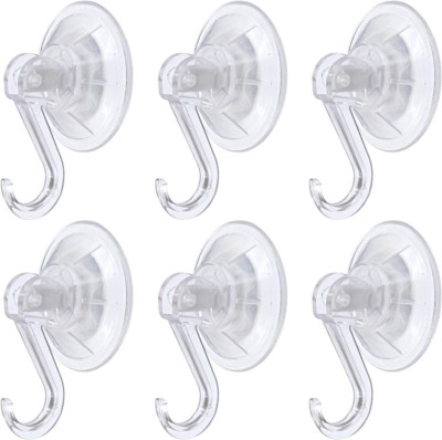 Clear Plastic Suction Cup Hooks, 6 Pack Ultra Heavy Duty Power Lock Vacuum Trace