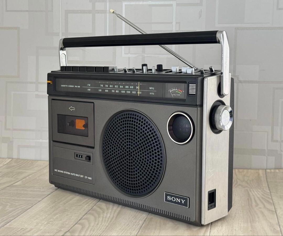 ♪SONY CASSETTE-CORDER FM/AM CF-1980【06】♪ Sony CF-1980 Vintage Mono Radio Cassette Recorder 1974 Very
