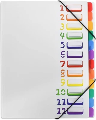 TOLENRE Erweiternde Dateiordner Projektmappe A4 Ordnungsmappe Pultordner 12 Fächer 24