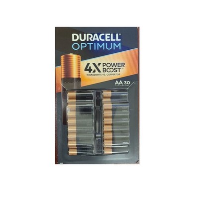 Duracell AA Optimum Batteries 4x Times Power Boost - 30-pack