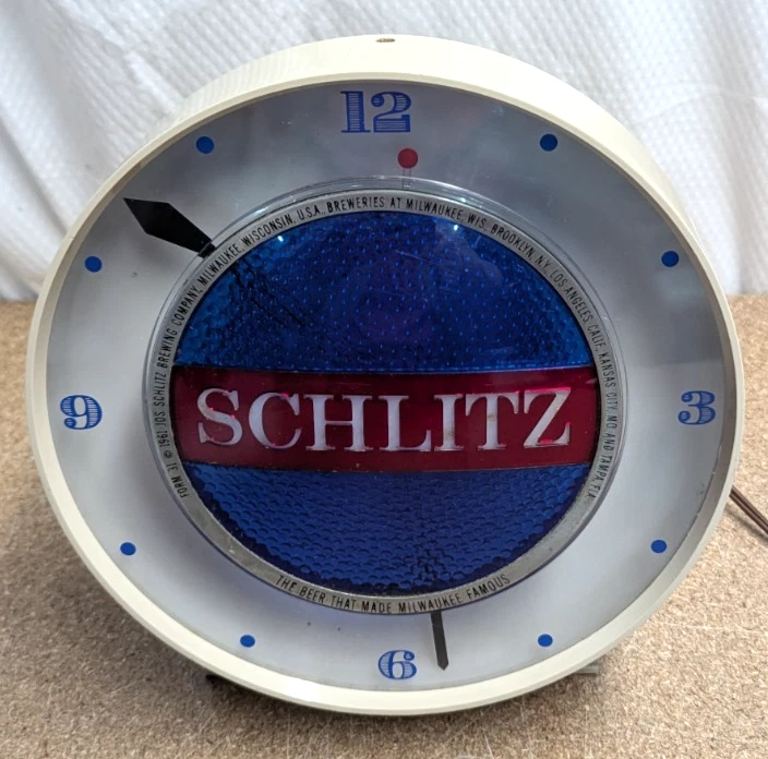 RELOJ SPINNER SCHLITZ BEER MOTION LETRERO ILUMINADO 9" DIÁMETRO AÑOS 60 DE COLECCIÓN - ver video Foto 4 de 4