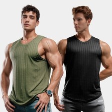 2 PACKS Summer Gym Muscle Men's Sleeveless T-Shirt Tank Top
