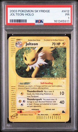 2003 POKEMON SKYRIDGE #H12 JOLTEON-HOLO PSA 1