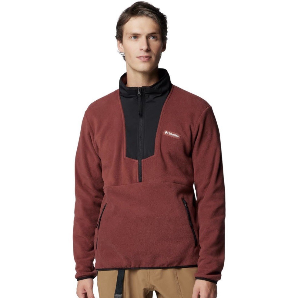 Columbia Sequoia Grove Half Zip Fleece Pullover in Red Spice Black for Men Size L