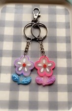 Purple, Pink, Blue Flowers Keychain