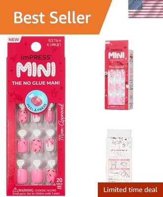 Festive Squoval Press-On Nails for Kids - 20 Easy Application Glitter Tips