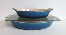 Le Creuset PR Heritage Oval ceramic baker augratin casserole  Blue 13-41 & 13-47