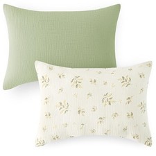 Muslin Toddler Pillowcases for 13x18 Pillow, Envelope-13x18 Inch Green Leaf