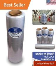 20 Micron 18'' Stretch Film - Clear 1500ft 4 Pack for Moving  Storage