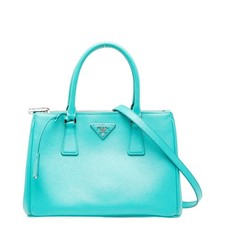 Prada Galleria Leather 2Way Bag Women Green One Size