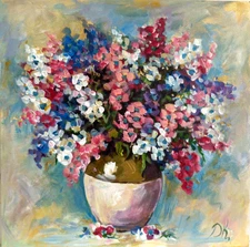 Provence Bouquet. Original 25x25 cm Acrylic Painting. Country/Shabby Chic