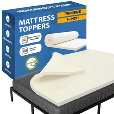 , 1-Inch High Density Medium Firm Foam Mattress Topper, CertiPUR-US Certified...
