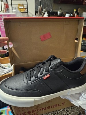 Levi's Black Leather Casual Sneakers Men's Size 10 Lace Up Comfort Round Toe