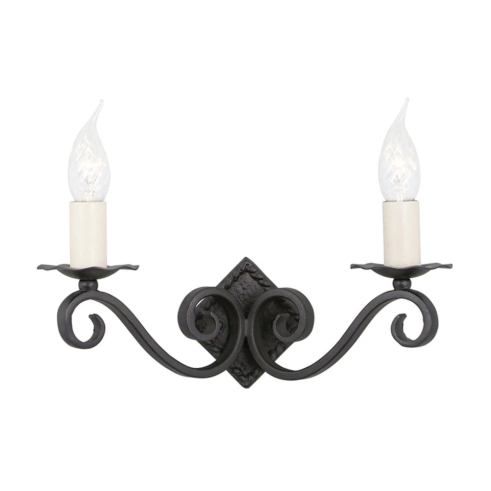 Wandleuchter CAMELOT 5 Schwarz Schmiedeeisen 2xE14 Wohnzimmer Schlafzimmer Lampe - Bild 1 von 1