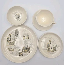  Marcrest Gay 90s 5 Piece Set Dinner Plate Dessert Bowl And Plate Cup Saucer