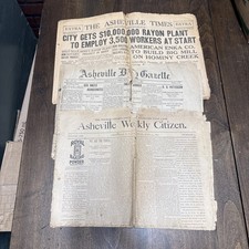 Antique Vintage Asheville, NC Newspapers 1890, 1896, 1928 Enka Mill Village
